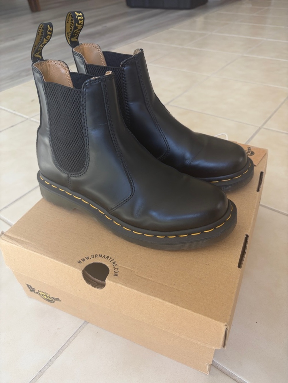 Dr. Martens Black Chelsea Boots with Yellow Stitching - Picture 2 of 7